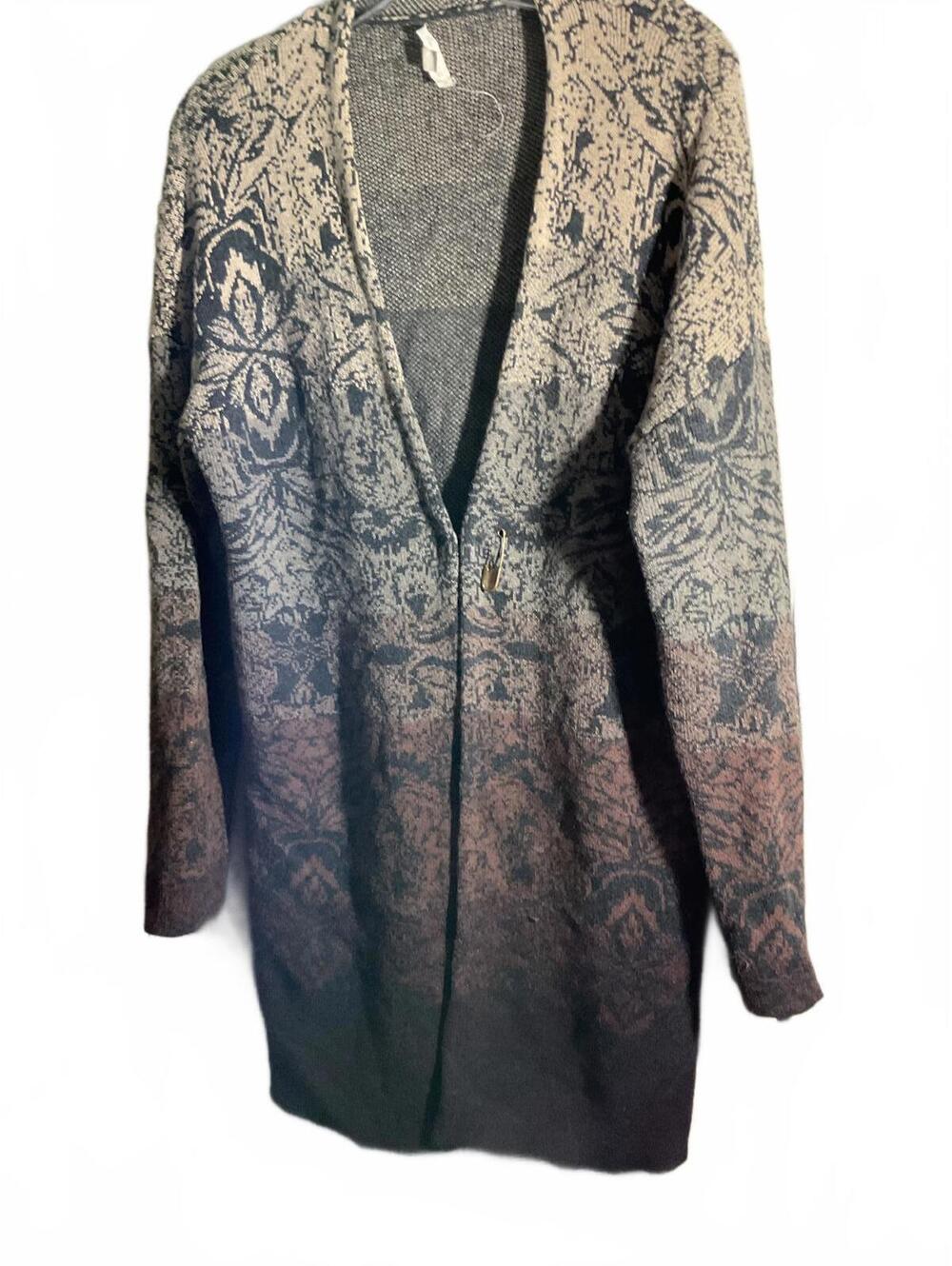 Garnet Hill  Long Sleeve Fine Merino Wool/ Cotton Cardigan -  Gradient Design M